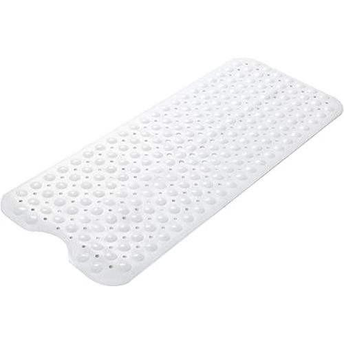 AmazerBath Bath Tub Mat, 40 x 16 Inches Non-Slip Shower Mats with Suction Cups and Drain Holes, Bathtub Mats Shower Stall Mats Machine Washable, White