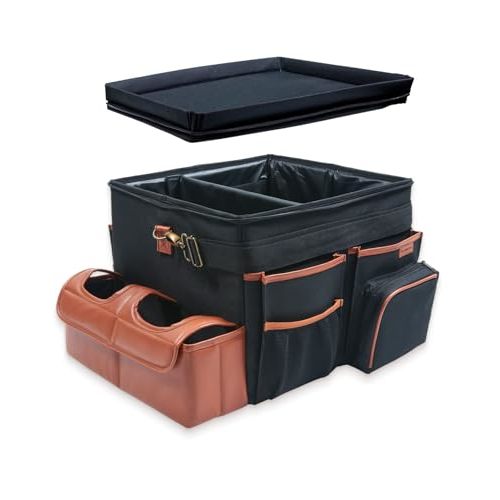 Owleys Premium Backseat Car Organizer | Passenger Seat Organizer | Car Box Organizer | Seat Back Storage | Car Organizer Caddy | Back Seat Car Organizer - 12 Storage Pockets 30 liters Black