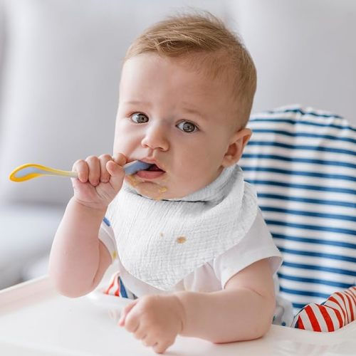 Baby Bandana Bibs, 8 Pack Super Absorbent Drool Bibs for Baby Boy Girl, Soft Muslin Baby Bibs for Drooling and Teething 0-36 Months - Multicolored-16