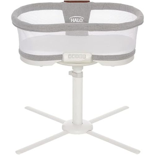 HALO BassiNest Luxe Swivel Sleeper - Over-Bed Baby Bassinet with 360° Rotation, Vibrations, White Noise, and Safe Close-Sleeping Design, Dove Grey Tweed