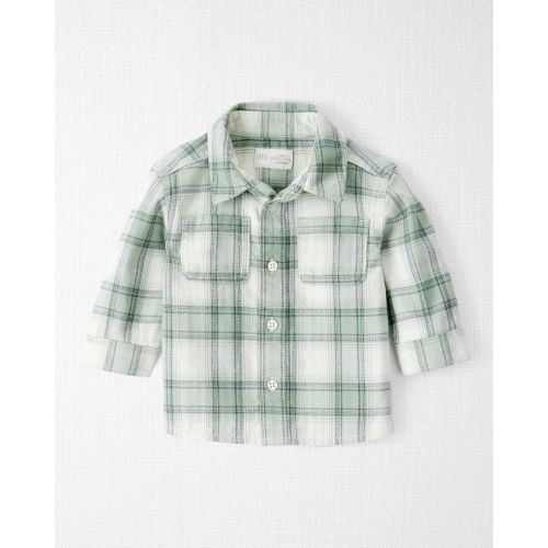 Baby Boy Organic Cotton Herringbone Button-Front Shirt in Plaid - Little Planet | Carter's