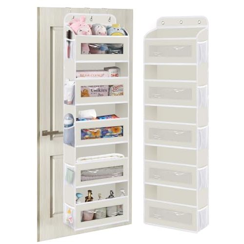 KYEVIS Over The Door Organizer, 5 Shelves Closet Door Hanging Organizer with 10 Mesh Pockets, Nursery Closet Organizer, Baby Essentials, Dorm Room Essentials for Girls