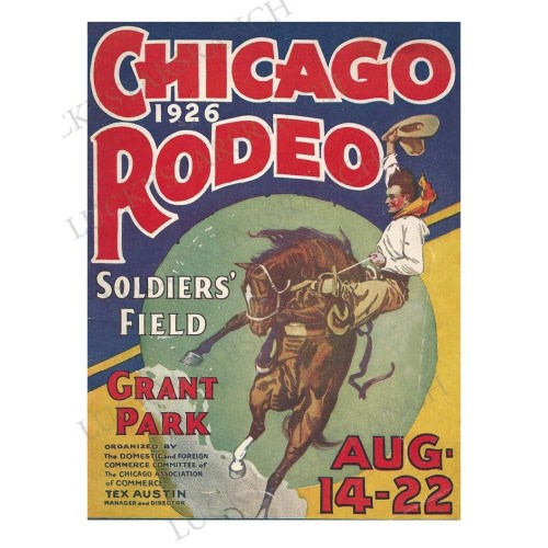 Chicago 1926 Rodeo Cowboy Cowgirl Rodeo 18x24 Vintage Print Rodeo Cowboy