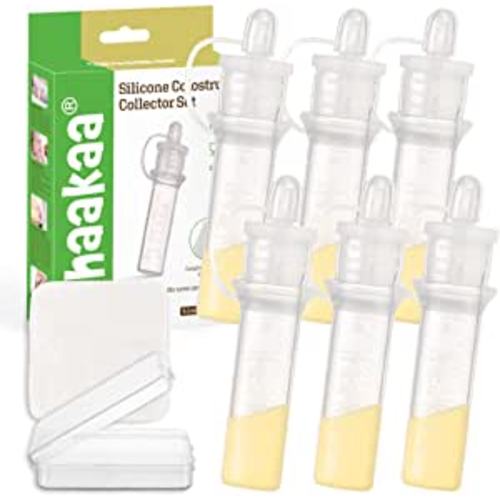 Amazon.com : haakaa Colostrum Collector Set Includes a Portable Case and a White Cotton Cloth Wipe for Breastfeeding Moms to Collect Store and Feed Colostrum, 4ml/6pcs : Health & Household