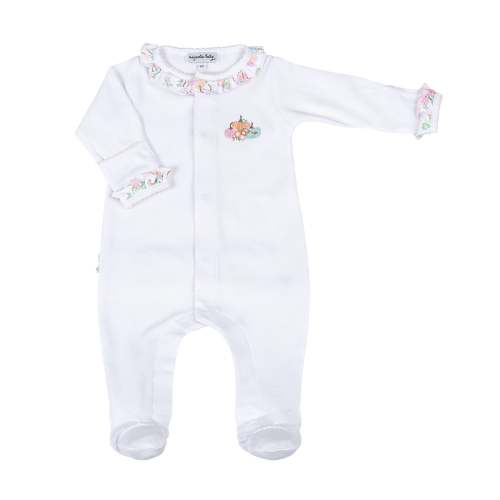 Pumpkin Blush Embroidered Ruffle Footie