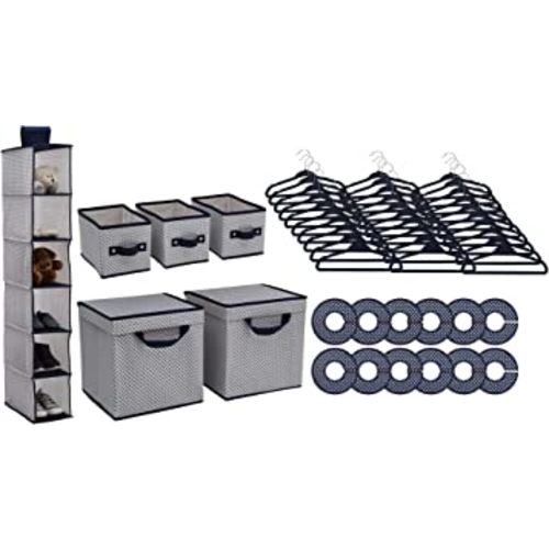 Delta Children Nursery Storage 48 Piece Set - Easy Storage/Organization Solution - Keeps Bedroom, Nursery & Closet Clean, Navy
