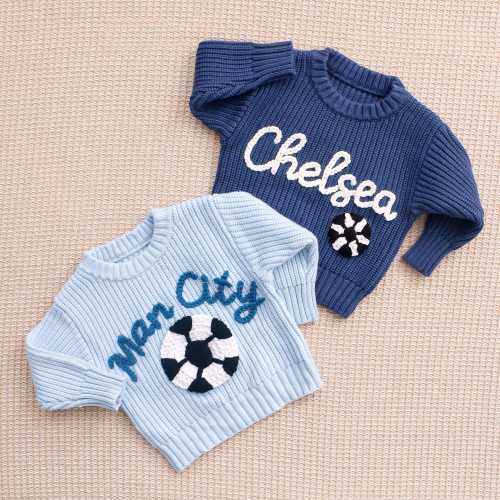 Personalized Baby Soccer Sweater, Embroidered Name GameDay Pullover, Baby Sports Sweatshirt, Knit Football Sweater Infant, Soccer Lover