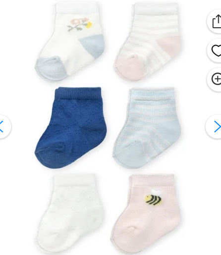 Carter's Child of Mine Baby Girl Crew Socks, 6 Pack, Newborn