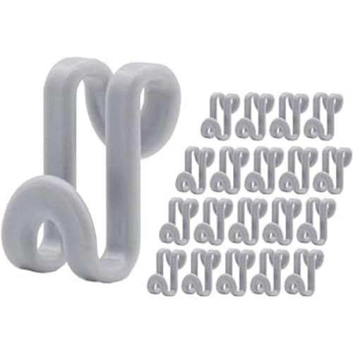 60 Pcs Clothes Hanger Connector Hooks, Mini Cascading Hanger Hooks for Velvet Huggable Hangers, Wooden Hangers, Heavy Duty Space Saving for Closet (grey)