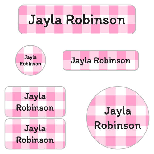 Gingham Daycare Labels Pack | Name Bubbles