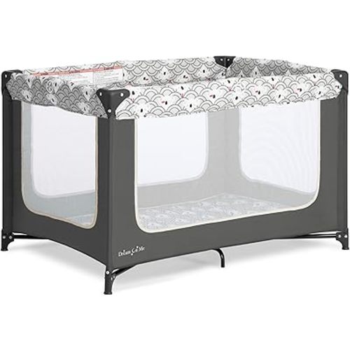 Dream On Me Zodiak Baby Playard, Breathable Mesh Sides, Soft Comfortable Mattress, Quick & Easy to Fold with Travel Carry Bag, Compact Space Saving Design - Gray