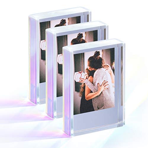 Phattopa Instax Mini Film Photo Frames 2x3, Iridescent Acrylic Picture Frames, 3 Pack