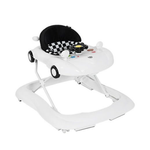 Slickblue 2-in-1 Foldable Baby Walker with Music Player and Lights-Black