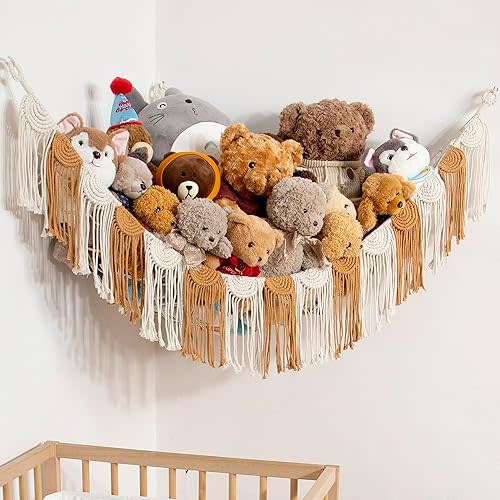 Stuffed Animal Hammock Hanging Net Organizer for Children's Room Stuffed Animal Toy Hammock for Teddy net Corner Hanging Toy Net for Bedroom