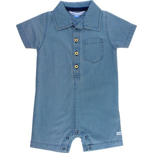 Light Wash Denim Romper, 3-6 M