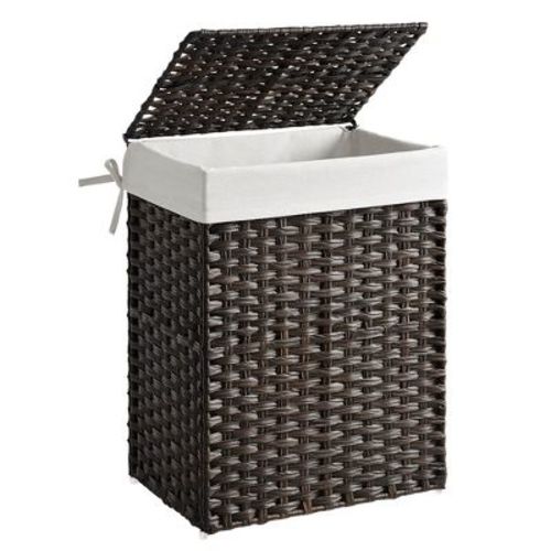 Songmics 23.8 Gal (90l) Laundry Hamper Laundry Basket With Lid And Handles Wicker Hamper Natural