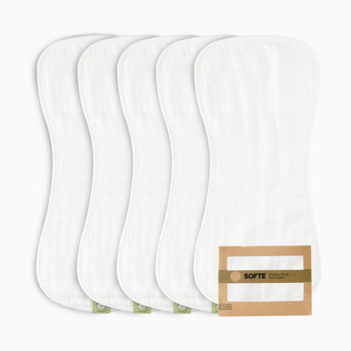 KeaBabies Softe Muslin Baby Burp Cloth - Soft White, 5