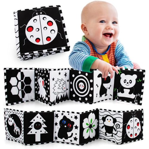 Black and White High Contrast Baby Sensory Toys Baby Soft Book for Early Education，0-3 Years Old Newborn Toys,Ladybug
