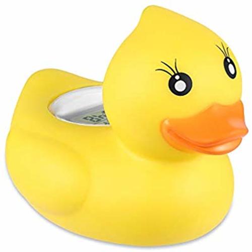 BabyElf Baby Thermometer - Baby Bath and Room Thermometer, Floating Alarm for Infant Bathtub and Swimming Pool, Yellow Duck