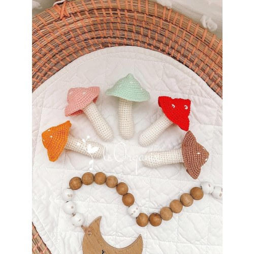 Baby Mushroom Rattle, Baby Gift, Baby Toadstool, Baby Shower Toy, Baby Toy, Baby Rattle, Organic Toy, Pretend Play