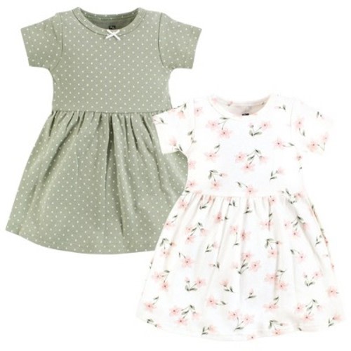 Hudson Baby Girls Cotton Dresses, Pink Dainty Floral, 0-3 Months