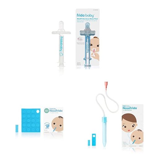 Frida Baby Medi Frida The Accu-Dose Pacifier Baby Medicine Dispenser & Nasal Aspirator 20 Hygiene Filters & Baby Nasal Aspirator NoseFrida The Snotsucker by Frida Baby - Pacifier + Aspirator + Snotsucker