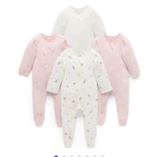 4 Pack Zip Footie Vanilla Blossom Pack - Purebaby | Maisonette