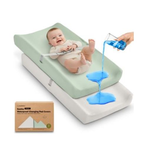 2-Pack Soothe Waterproof Changing Pad Covers for Boy, Girl, 32x16 Soft Cotton Baby Changing Table Pad Cover