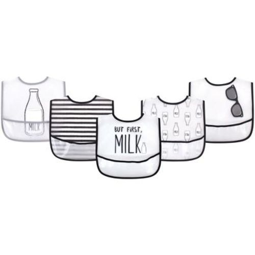 Little Treasure Baby Boy Waterproof PEVA Bibs 5pk, But First Milk, One Size