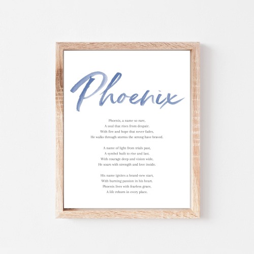 Phoenix Baby Name Meaning Poem Baby Names Nursery Sign Boy Names Printable Poem Instant Digital Downloads to put in nursery