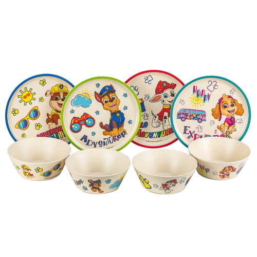 Zak Designs 8-Piece Bamboo Melamine Kids Dinnerware Set, Choose Character