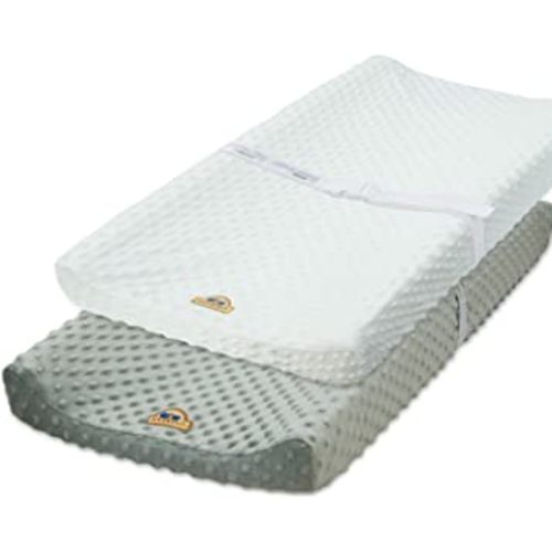 BlueSnail Ultra Soft Minky Dot Changing Pad Cover 2 Pack (Gray+White, 2 Pack)