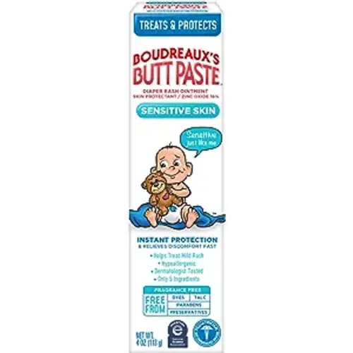 Boudreaux's Butt Paste for Sensitive Skin Diaper Rash Cream, Ointment for Baby, 4 oz Tube
