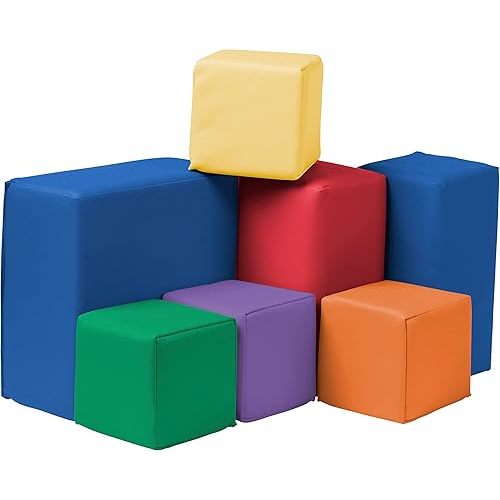 ECR4Kids SoftZone Toddler Foam Building Blocks, Foam Playset, Assorted, 7-Piece