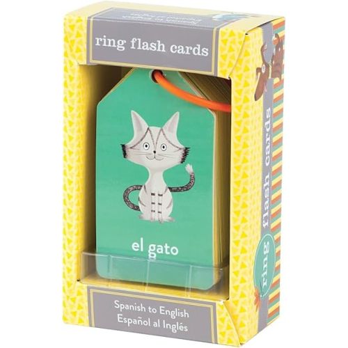 Mudpuppy Spanish To English — Ring Flashcards 26 Durable Double Sided Bilingual Language Cards Reclosable Ring With Colorful Art For Ages 1+ Perfect For Preschool Or Travel For Teachers And Parents