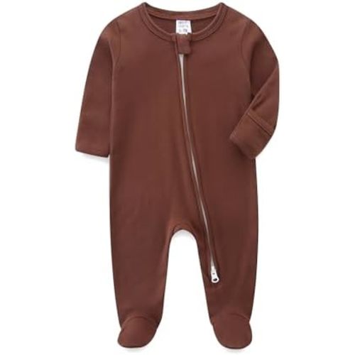 Unisex Baby Boy and Girl Zipper Onesie Solid Toddler Footie One-Piece Infant Romper Jumpsuit