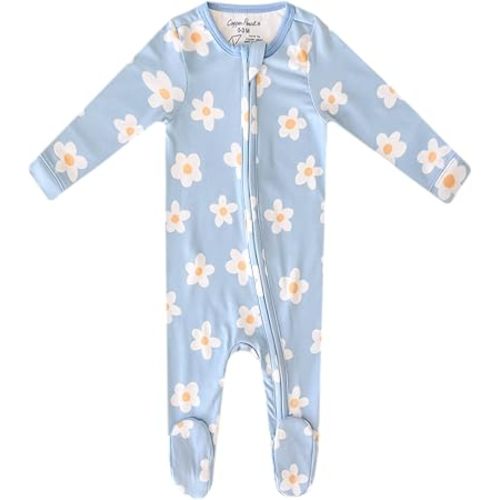 Copper Pearl Zip-Up Footie Baby Pajamas: Ultra-Soft Boys Pajamas and Girls Pajamas, Premium Knit Fabric in Stylish Prints, Tag-Free with Two-Way Zipper, Sized Newborn to 24 Months, Della