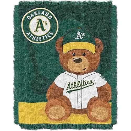 Officially Licensed MLB Field Bear Baby Woven Jacquard Throw Blanket, Soft & Cozy, Washable, Throws & Bedding, 36" x 46"