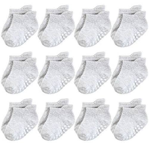 Hudson Baby Unisex Baby Non-Skid No-Show Socks, Gray