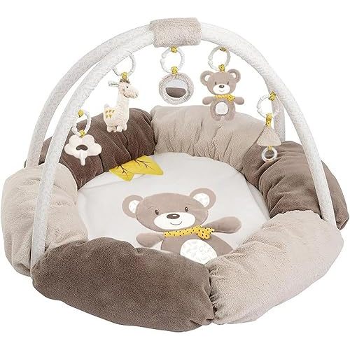 5-in-1 Baby Play Gym Mat with 5 Toys, Tummy Time Mat for Sensory Development, Thick & Large Baby Activity Center from Newborn to Toddler,Ball Pit, Baby Essential Gift(Bear)