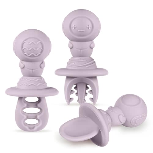 Haakaa Astronaut Beginner Silicone Cutlery Set – Toddler Spoons Self Feeding 6+Months, Baby Led Weaning Supplies, Easy Grip Toddler Utensils, Baby Feeding Essentials