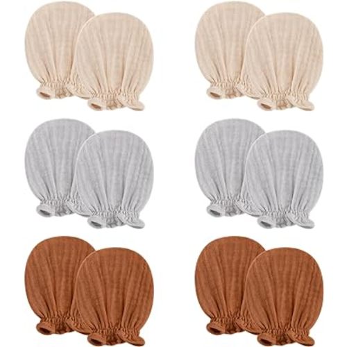 Pro Goleem Muslin Baby Mittens for Newborn, 100% Cotton No Scratch Soft Breathable Gloves for Boys and Girls 0-6 months