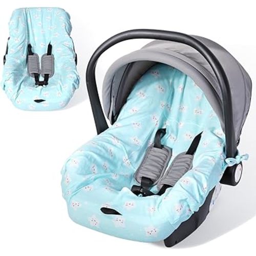 Orzbow Infant Car Seat Cover Liner, Universal Fit Carseat Protective Cover, Made of 100% Cotton - Breathable Prevent Wear & Dirt Suitable Travel Systems (0-12m), Easy to Clean, Machine Washable, Blue