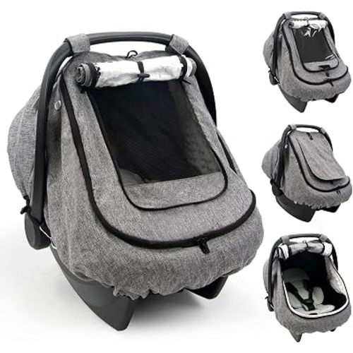 Waterproof Baby Car Seat Cover Canopy for All Weather - Gray