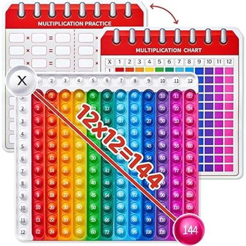JoyCat Multiplication Chart Pop It,9.8 x 10.2in Fidget Toys Times Table for Kids,Math Manipulatives Kindergarten 1st 2nd 3rd 4th 5th Grade,Stress Relieving