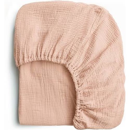 Konssy Muslin Fitted Crib Sheets 100% Cotton Baby Crib Sheets for Standard Crib Mattress (28 X 52 Inches), Soft and Breathable for Boy Girl(Peach)