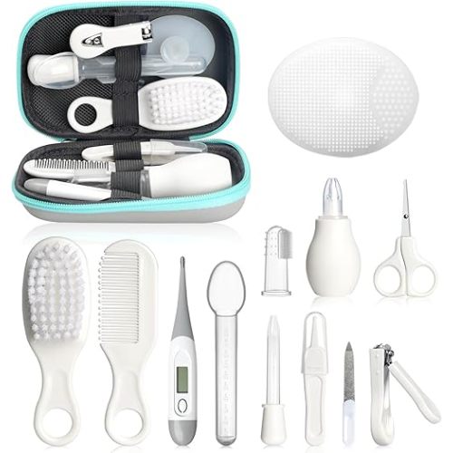 Baby Healthcare and Grooming Kit, Portable Baby Safety Care Set, Baby Essentials kit for Newborn(Grey White 13 in 1)
