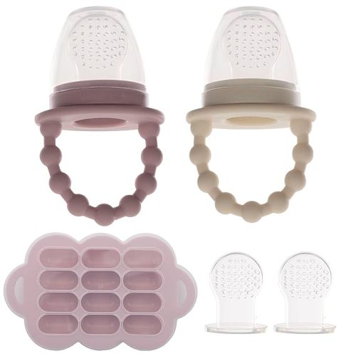 Amazon.com : WeeSprout Silicone Baby Food Feeders + Freezer Tray for Batch Prep, Set of 2, Introduce New Foods Safely, Double as Silicone Teething Toys, Includes 2 Extra Food Pouches & Travel Lids, Dishwasher Safe : Baby