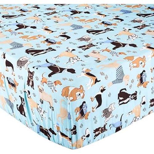 Crib Sheet - Fitted Crib Sheet Baby Sheet for Standard Crib and Toddler mattresses Nursery Bedding Sheet Crib Mattress Sheets for Boys and Girls 1 Pack Dog Toddler Sheet by UOMNY