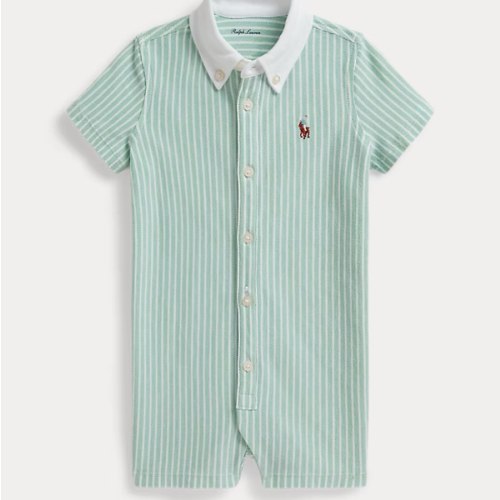 Striped Knit Oxford Shortall